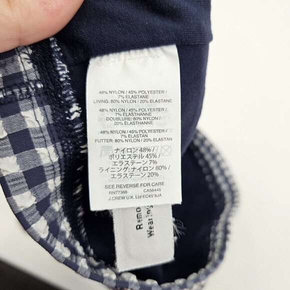 J. Crew Puckered Gingham Sports Bra Blue Women's Size XL High Neck Athleisure - Picture 7 of 9